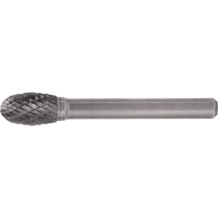 CLEVELAND Solid Carbide Burrs - Oval Shape, SE-1, 1/4" Dia., 1/4" Shank, 3/8" Depth of Cut Helyx Safety & Industrial Supplies