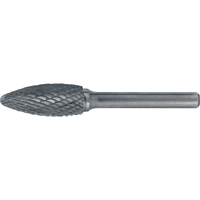 CLEVELAND Solid Carbide Burrs - Flame Shaped, 5/16" Dia., 1/4" Shank Helyx Safety & Industrial Supplies