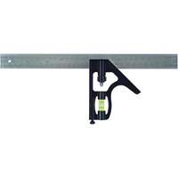 English/Metric Combination Square, 12" L, 1/16" Graduations, Steel, Chrome Plated Helyx Safety & Industrial Supplies