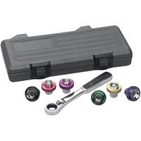 6 Point Magnetic Oil Drain Plug Metric Socket Set, 7 Pieces, 3/8" Drive Size Helyx Safety & Industrial Supplies