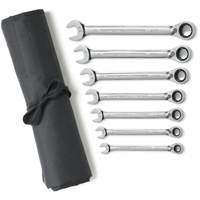 Jeu de cl&eacute;s &agrave; cliquets r&eacute;versibles SAE &agrave; 12 pans et 72 dents avec pochette &agrave; outils enroulable, Combinaison, 7 morceaux, Imp&eacute;rial Helyx Safety & Industrial Supplies
