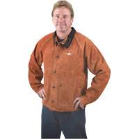 Welding Jacket, Leather, 4X-Large, Lava Brown Helyx Safety & Industrial Supplies