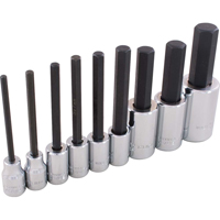 Hex Head Socket Set, Hex, 1/2"/3/8" Drive, 9 Pcs Helyx Safety & Industrial Supplies