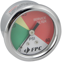 PG1326 Manom&egrave;tre pour filtre de transmission,  2", 0 - 60 psi, Fixation arri&egrave;re, Analogique Helyx Safety & Industrial Supplies