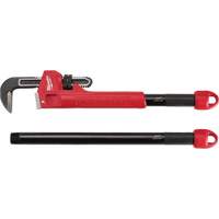 Cheater Adaptable Pipe Wrench, 2-1/2" Jaw Capacity, 18"/24"/10" Long, Powder Coated Finish, Ergonomic Handle Helyx Safety & Industrial Supplies