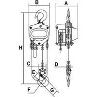 Palans &agrave; chaîne de s&eacute;rie KCH, Lev&eacute;e 20', Cabacit&eacute; 2200 lb (1 tonnes), Chaîne en Acier alli&eacute; Helyx Safety & Industrial Supplies
