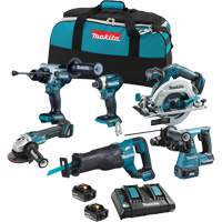 Ensemble 6 outils &agrave; moteur sans balai LXT, Lithium-ion, 18 V Helyx Safety & Industrial Supplies