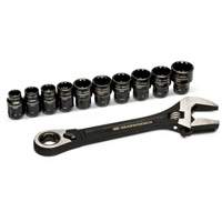 Ensemble de cl&eacute;s ajustable Pass-Thru 11 morceaux, 8" lo, la max. 1-1/8", Chrome/Poli Helyx Safety & Industrial Supplies
