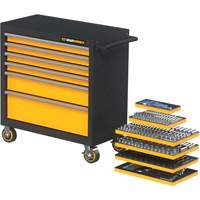MEGAMOD Metric Mechanics Tool Set in Modular Foam Trays with Rolling Cabinet, 358 Pieces Helyx Safety & Industrial Supplies