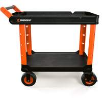 RAILWORKS 2-Shelf Industrial Utility Cart with 8" Casters, 47" L x 24-1/2" W x 37-4/5" H, Black/Orange Helyx Safety & Industrial Supplies