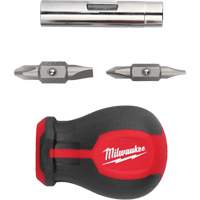 6-in-1 Stubby Multi-Bit Screwdriver, 3" L, Cushion Grip Handle Helyx Safety & Industrial Supplies