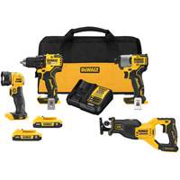 XR&reg; Brushless Cordless 4-Tool Combo Kit, Lithium-Ion, 20 V Helyx Safety & Industrial Supplies