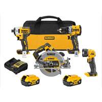 XR&reg; Brushless Cordless 4-Tool Combo Kit, Lithium-Ion, 20 V Helyx Safety & Industrial Supplies