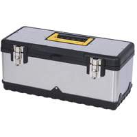 Coffre &agrave; outils portatif en acier inoxydable JPSTB-20, 9-63/100" P x 20" la x 8-7/8" h, Noir/Argent Helyx Safety & Industrial Supplies