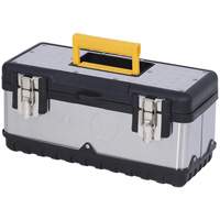 Coffre &agrave; outils portatif en acier inoxydable JPSTB-15, 6-1/4" P x 15" la x 7" h, Noir/Argent Helyx Safety & Industrial Supplies