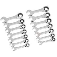 Jeu de cl&eacute;s courtes &agrave; 12 pans et 72 dents, Combinaison &agrave; cliquet, 14 morceaux, Imp&eacute;rial et m&eacute;trique Helyx Safety & Industrial Supplies