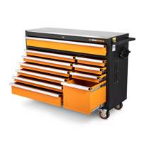 Armoire &agrave; outils roulante avec dessus de travail en acier inoxydable, 11 tiroirs, 52" la x 18" p x 36" h, Noir/Orange Helyx Safety & Industrial Supplies
