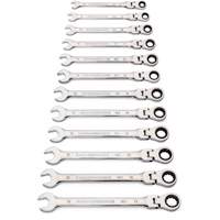 Jeu de cl&eacute;s &agrave; 12 pans et 90 dents, T&ecirc;te articul&eacute;e/Combinaison &agrave; cliquet, 12 morceaux, M&eacute;trique Helyx Safety & Industrial Supplies