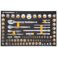 Jeu d'outils SAE/m&eacute;triques pour m&eacute;canicien &agrave; 90 dents 1/4", 3/8" & 1/2" avec plateau de rangement en mousse Helyx Safety & Industrial Supplies
