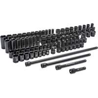 Jeu de douilles maîtresses SAE/m&eacute;triques &agrave; 6 pans, 80 Mcx, Chocs, Prise de 3/8", Profond Helyx Safety & Industrial Supplies