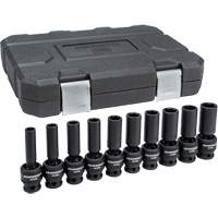 Jeu de douilles m&eacute;triques universelles &agrave; 6 pans, 10 Mcx, Chocs, Prise de 1/2", Profond Helyx Safety & Industrial Supplies