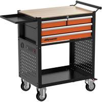 Utility Cart, 4 Drawers, Black/Orange Helyx Safety & Industrial Supplies
