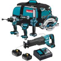 Ensemble de 5 outils sans fil LXT &agrave; moteur sans balais, Lithium-ion, 18 V Helyx Safety & Industrial Supplies