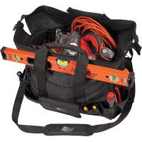 Phantom Collection 18" Contractor's Tool Bag, Ballistic Polyester, 25 Pockets, Black Helyx Safety & Industrial Supplies