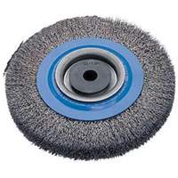 Crimped Wire Bench Wheel Brush, 6" Dia., 0.0118" Fill, 1/2" - 1-1/4" Arbor Helyx Safety & Industrial Supplies