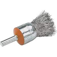 Mounted End Brush with Crimped Wires, 1/2", 0.02" Fill, 1/4" Shank Helyx Safety & Industrial Supplies