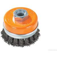 Brosse boisseau &agrave; fils nou&eacute;s avec anneau, 4" dia. x 5/8"-11 arbre Helyx Safety & Industrial Supplies
