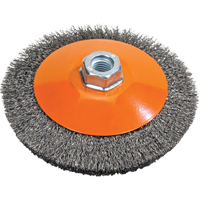 Saucer Cup Brush With Knot-Twisted Wires, 5" Dia., 0.02" Fill, 5/8"-11 Arbor, Steel Helyx Safety & Industrial Supplies