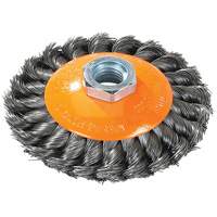 Brosse concave &agrave; fils nou&eacute;s torsad&eacute;s, Dia. 7", Fils 0,02", Arbre 5/8"-11, Acier Helyx Safety & Industrial Supplies