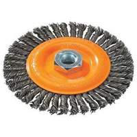 Brosse &agrave; fils nou&eacute;s pour cordons de soudure, Dia. 4", Fils 0,02", Arbre 5/8"-11, Acier Helyx Safety & Industrial Supplies