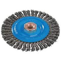 Brosse &agrave; fils nou&eacute;s pour cordons de soudure, Dia. 4", Fils 0,02", Arbre 5/8"-11, Aluminium/Acier inoxydable Helyx Safety & Industrial Supplies
