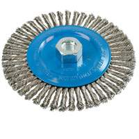 Brosse &agrave; fils &eacute;troits nou&eacute;s et torsad&eacute;s, Dia. 6", Fils 0,02", Arbre 5/8"-11, Aluminium/Acier inoxydable Helyx Safety & Industrial Supplies