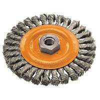 Wide Knotted Wire Wheel Brush, 4" Dia., 0.02" Fill, 5/8"-11 Arbor, Steel Helyx Safety & Industrial Supplies