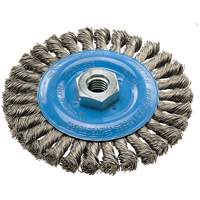 Wide Knotted Wire Wheel Brush, 5" Dia., 0.02" Fill, 5/8"-11 Arbor, Aluminum/Stainless Steel Helyx Safety & Industrial Supplies