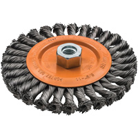 Wide Knotted Wire Wheel Brush, 5/8"-11 Arbor, Steel Helyx Safety & Industrial Supplies