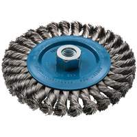 Wide Knotted Wire Wheel Brush, 6" Dia., 0.02" Fill, 5/8"-11 Arbor, Aluminum/Stainless Steel Helyx Safety & Industrial Supplies