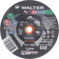Meules &agrave; moyeu d&eacute;port&eacute; Flexcut, 6", 24 Grain, Oxyde d'aluminium, 5/8"-11, 10 200 Tr/min, Type 29 Helyx Safety & Industrial Supplies