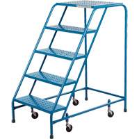 Escabeau roulant, 5 marches, Largeur de la marche 18", Hauteur de la plateforme 46", Acier Helyx Safety & Industrial Supplies