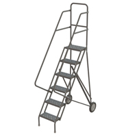 Steel Rolling Ladder, 6 Steps, 16" Step Width, 60" Platform Height, Steel Helyx Safety & Industrial Supplies