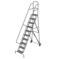 Steel Rolling Ladder, 10 Steps, 16" Step Width, 100" Platform Height, Steel Helyx Safety & Industrial Supplies