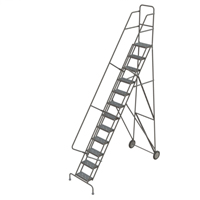 Steel Rolling Ladder, 12 Steps, 16" Step Width, 120" Platform Height, Steel Helyx Safety & Industrial Supplies