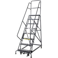 Heavy Duty Rolling Ladder, 8 Steps, 24" Step Width, 80" Platform Height, Steel Helyx Safety & Industrial Supplies
