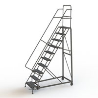 Heavy Duty Rolling Ladder, 10 Steps, 24" Step Width, 100" Platform Height, Steel Helyx Safety & Industrial Supplies