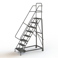 Heavy Duty Rolling Ladder, 8 Steps, 24" Step Width, 80" Platform Height, Steel Helyx Safety & Industrial Supplies