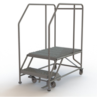 Mobile Work Platform, Steel, 2 Steps, 20" H, 35" D, 24" Step, Serrated Helyx Safety & Industrial Supplies