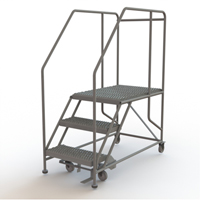 Mobile Work Platform, Steel, 3 Steps, 30" H, 35" D, 24" Step, Serrated Helyx Safety & Industrial Supplies